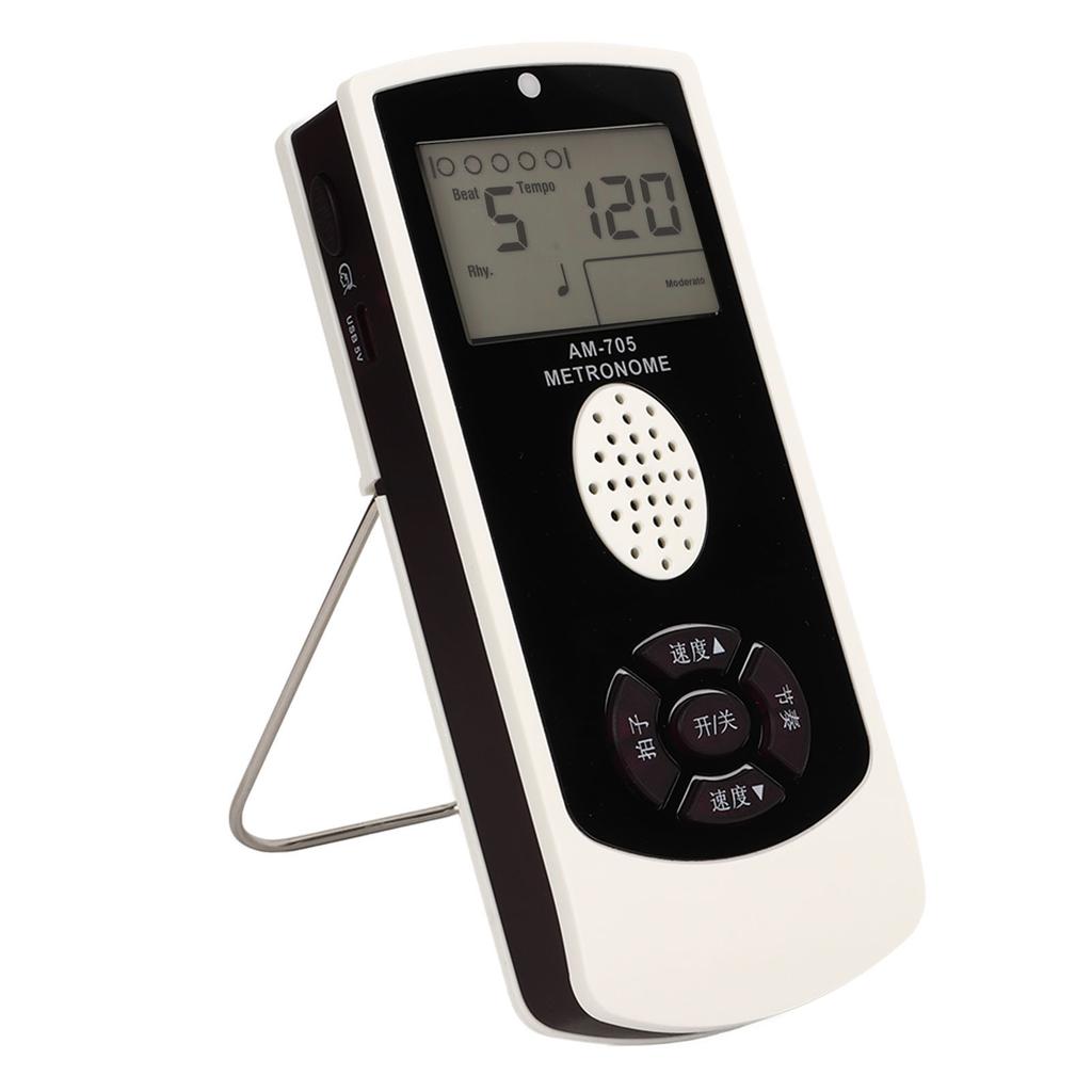 White Electronic Metronome 1800mah LCD Digital Display Universal Guitar Piano Saxophone Vocal Metronome