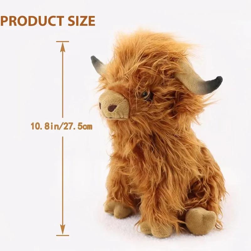 28cm Jumbo Highland Cow Plush Therapeutic Stress Relief Realistic Scottish Cattle Stuffed Animal Gift Adults