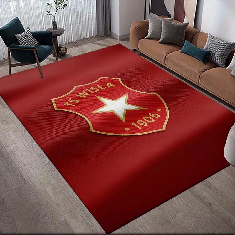 Wisla Krakow Flannel Printed Carpet, Home Sofa Decoration for Living Room & Bedroom, Non‑Slip Play Flannel Floor Mat for Game Room
