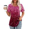 Женская модная повседневная плиссированная футболка с коротким рукавом с принтом