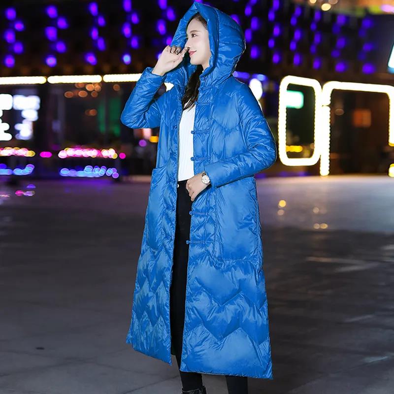 Длинный пуховик в стиле ретро с литературным принтом, хлопковая куртка с капюшоном, удлиненная толстая свободная ветровка с разрезами