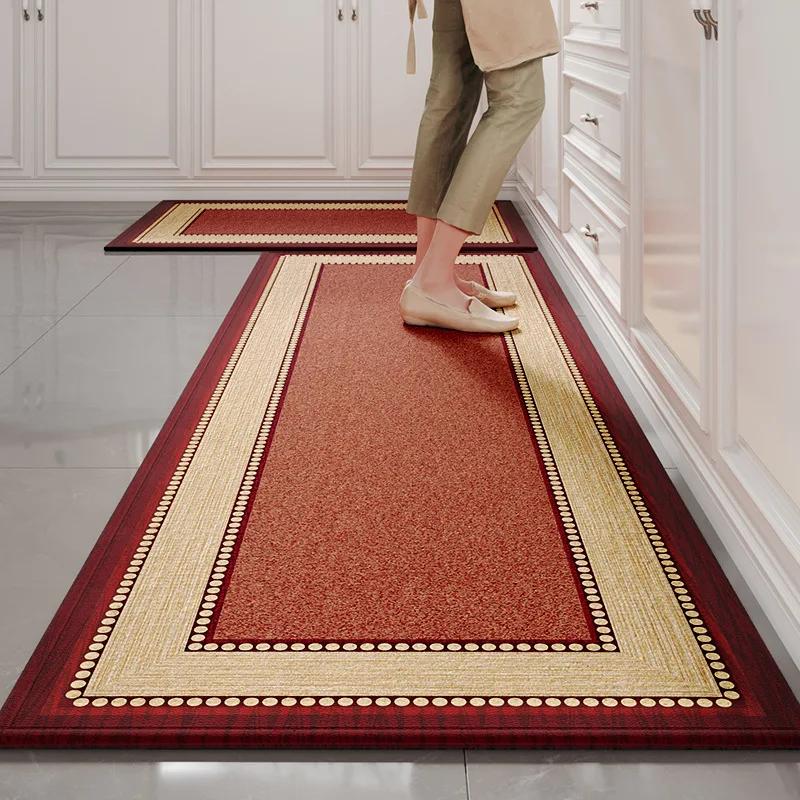 Натуральный бамбуковый хлопок Кухонный коврик-дорожка - 3-слойный масло/водо/грязеотталкивающий | Противоскользящая основа | Очень длинный моющийся напольный коврик