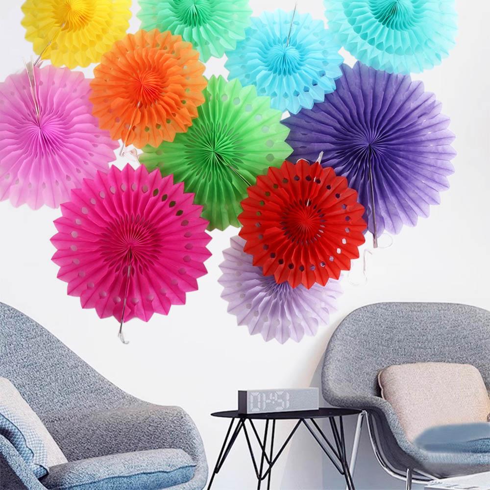 Booth Festival Party Round Birthday Honeycomb Pinwheels Flower Paper Cut-Out Tissue Paper Fans
