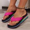 Fashion Women Rainbow Slippers Comfortable High Heels Flip Flop Wedge Shoes Women Summer Outdoor Sandals Platform Slippers Slides Women