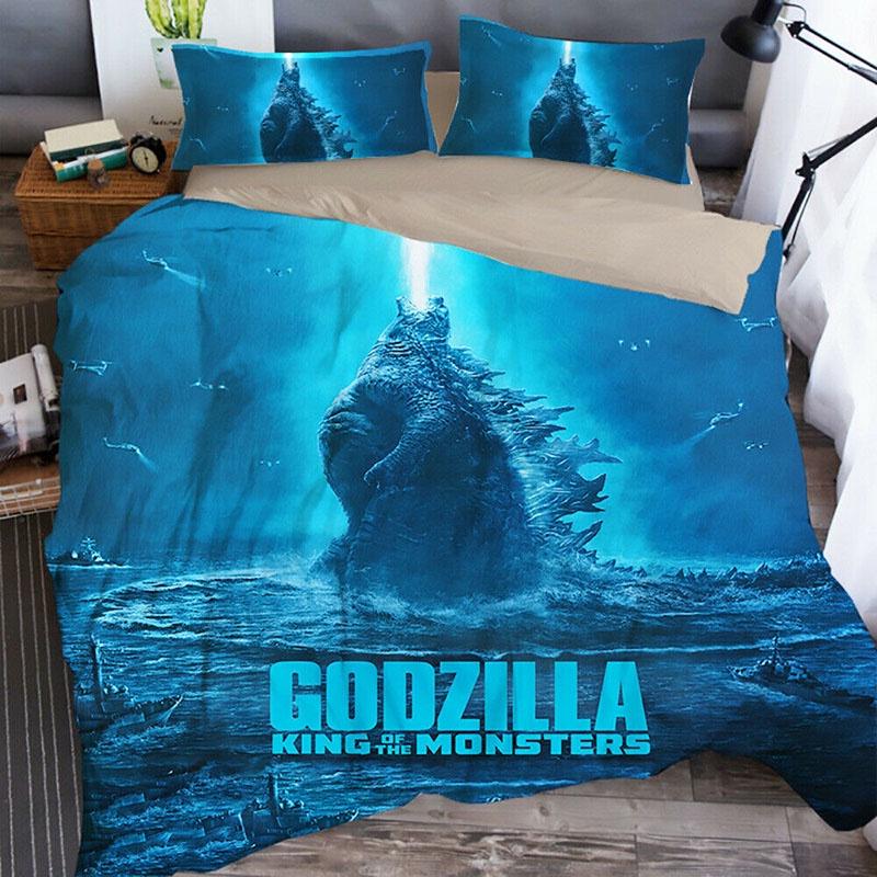 3d Godzilla Newest King Of The Monsters Design Bedding Set Duvet Cover 3pc