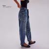 Женские джинсы-бочки с широкими штанинами, заниженной талией, с завязками на щиколотке, эластичные мешковатые брюки-бойфренды с резинкой на талии