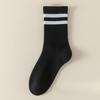 Ladies Spring and Autumn Solid Color Parallel Bar Stripe Deodorizing Boneless Sport Tube Cotton Socks
