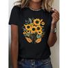 Women's Sunflower Print T-Shirt Vibrant Bouquet Design Short Sleeve Round Neck Harajuku Short Sleeve Casual Aesthetic Clothes