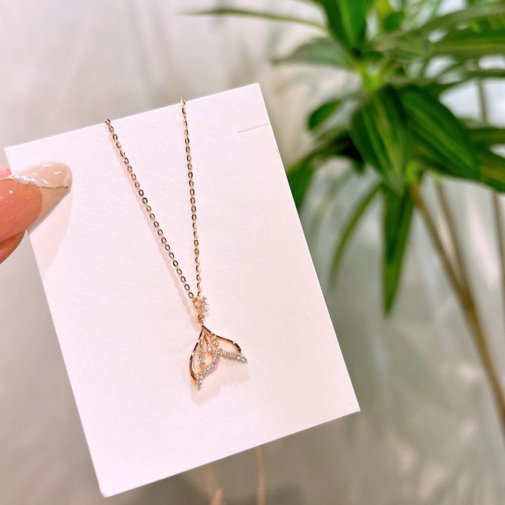 Полая микровставка ожерелье рыбий хвост легкая роскошная нишевая женская корейская версия ключичная цепочка ожерелье высокого класса