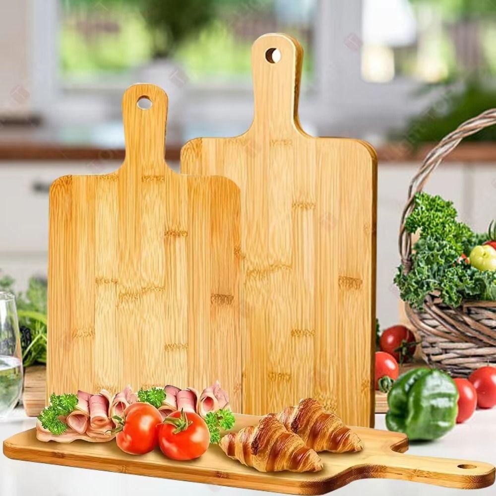 With Handle Bamboo Cutting Board Nonstick Wooden Pizza Paddle Thicken Food Serving Plate  Kitchen