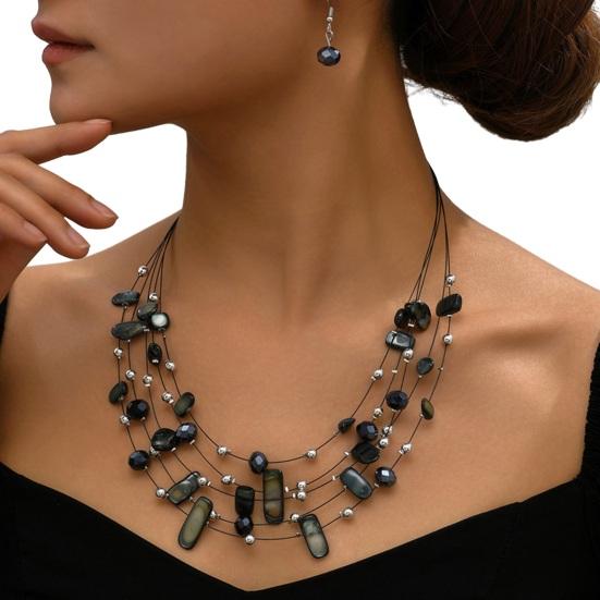 Set Bohemian Style Multi Layers Asymmetric Electroplated Stone Faux Crystal