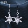 925 Sterling Silver Snowflake Pendant Piercing Earrings Fashion Wedding Jewelry