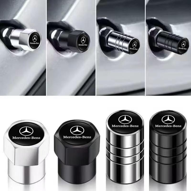 WAM3 4Pcs Car Tire Valve Cover Aluminum Alloy Car Wheel Tire Valve Caps For Mercedes Benz W210 W176 AMG CLS CLE CLA GLA GLB GLS Class