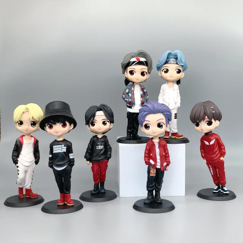 Charming BTS Group Q Version Figurine Ornament - Cute Large Hand Figure for Car
