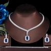 CMM 3шт принцесса огранки королевский синий кубический цирконий невесты ожерелье серьги браслет набор