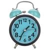 Double Bell Ultra Silent Mechanical Alarm Clock Quartz Movement Desk Table Night Watch(Blue)