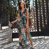 Женское модное летнее платье с цветочным принтом, шифоновое платье без рукавов с разрезом и цветочным принтом, элегантные вечерние платья в стиле бохо
