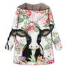 Women's Casual Large Print Zipper Plush Hooded Long Sleeve Coat With Pockets Winter