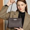 Female Baotou Layer Cowhide Lock Fashion Simple Commuter Shoulder Armpit Crossbody Small Square Bag Keli Bag