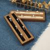 HeMu Walnut Double-slot Ring Display Stand Jewelry Storage Plate Counter Jewelry Ornaments Props Solid Wood Ring Display Stand