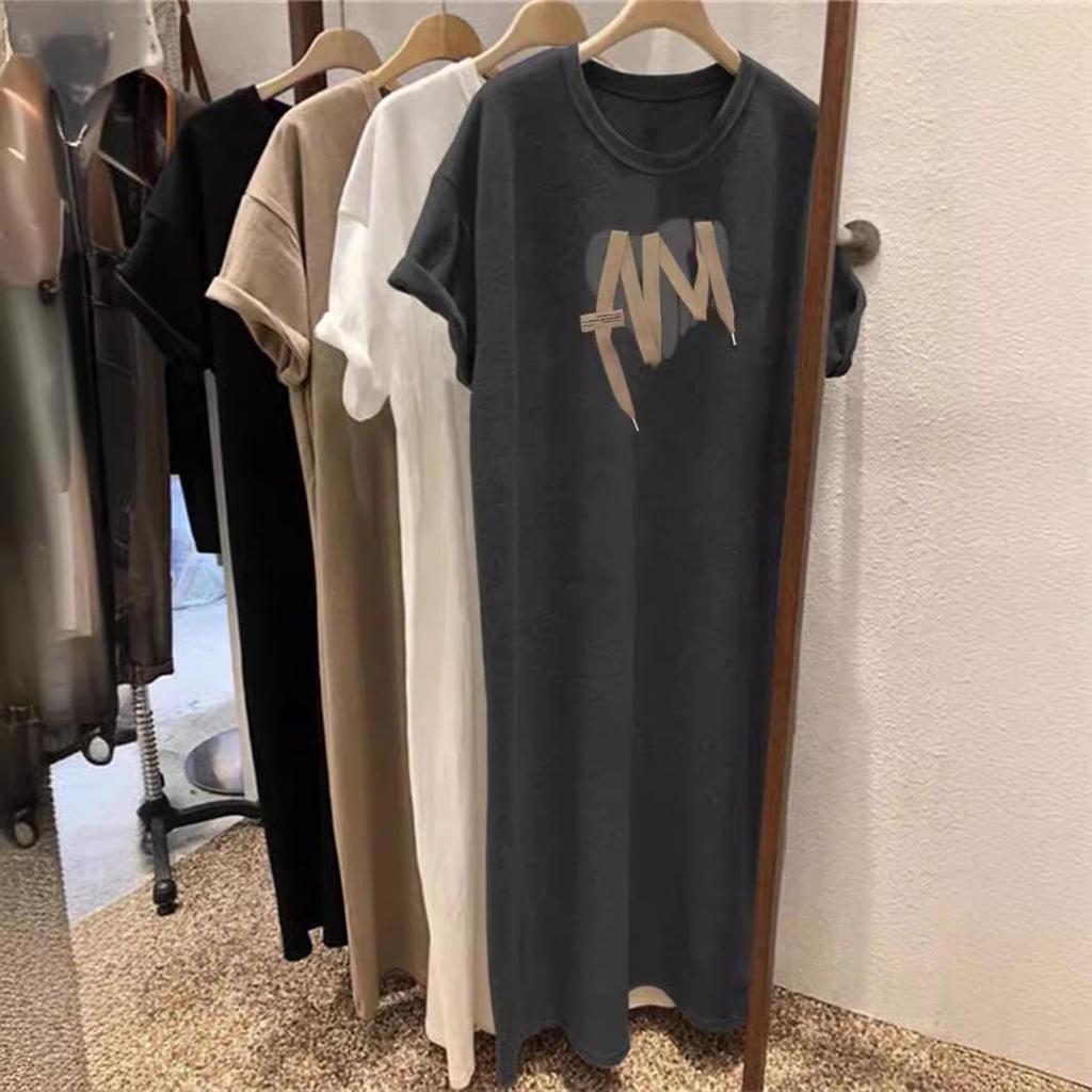 Женское летнее повседневное платье в корейском стиле, свободного кроя, средней длины, выше колена