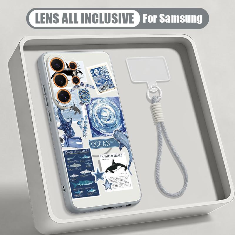 Чехол с рисунком ракушек и морских обитателей для Samsung S26 Ultra S25 FE S24 S24 Plus A57 A37 A17 A56 A36 A16 A55 A35 A15 A54 5G, Гибридный Магнитный Матовый Чехол