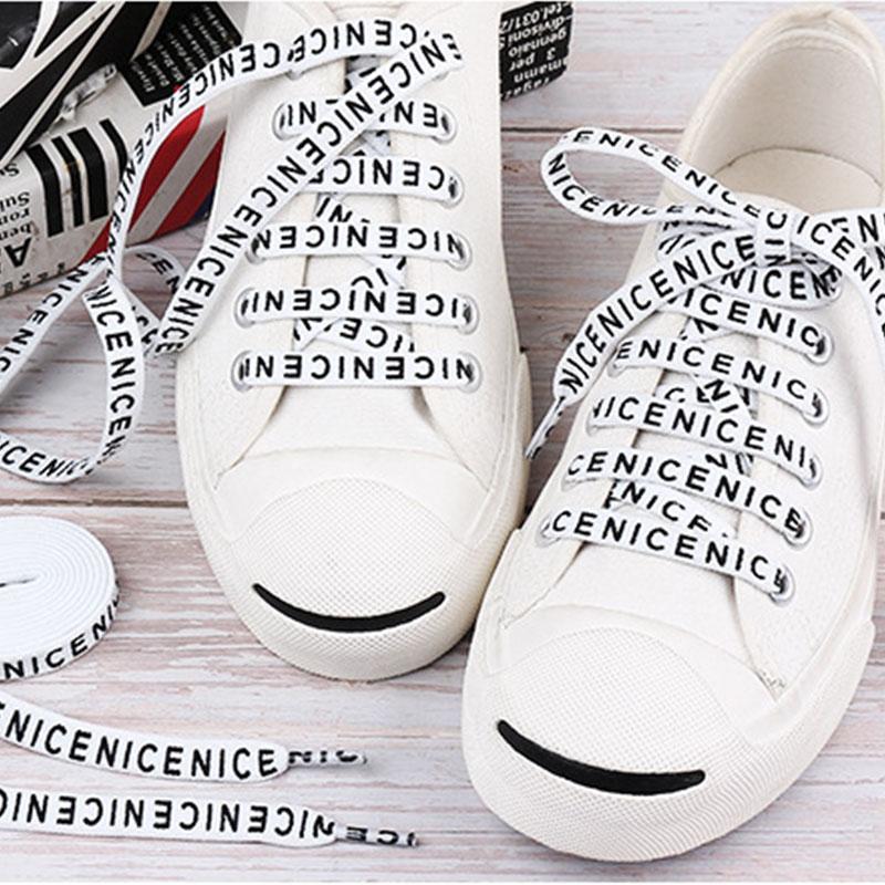 Casual Small White Shoe Shoe Lace Alphabet LACES Flat Shoelaces Letter Printed Printing Personality 1 Pair