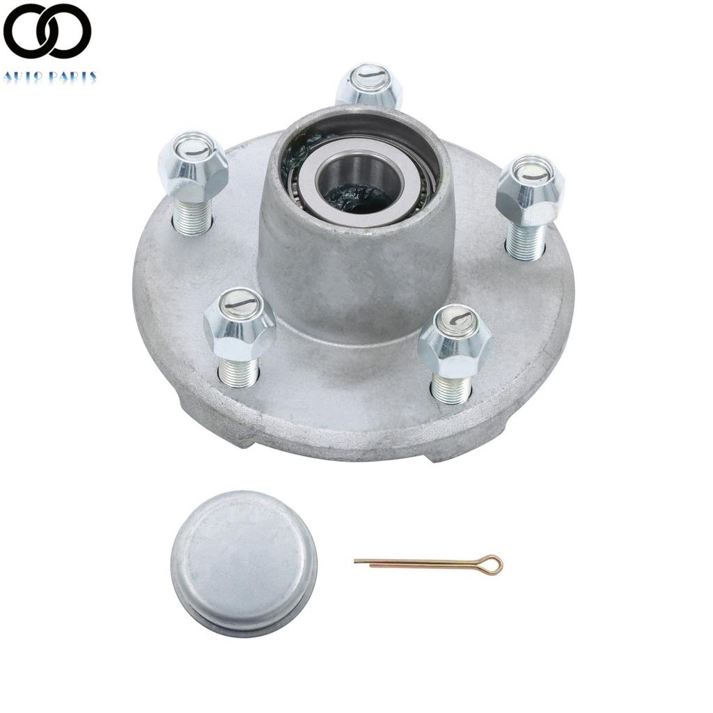 5 on 4.5" Pregreased Trailer Galvanized Hub Kit 5Lug For 2000lbs Axle 1" Spindle