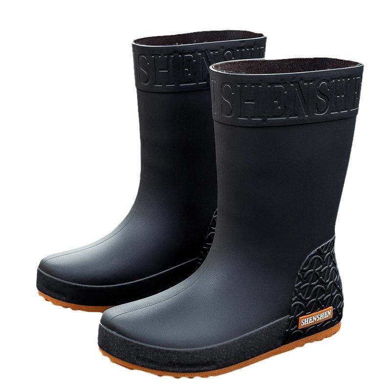 Модные дождевые туфли женские высокие резиновые сапоги весна и осень нескользящие водонепроницаемые ботинки утолщенные износостойкие однотонные водные туфли