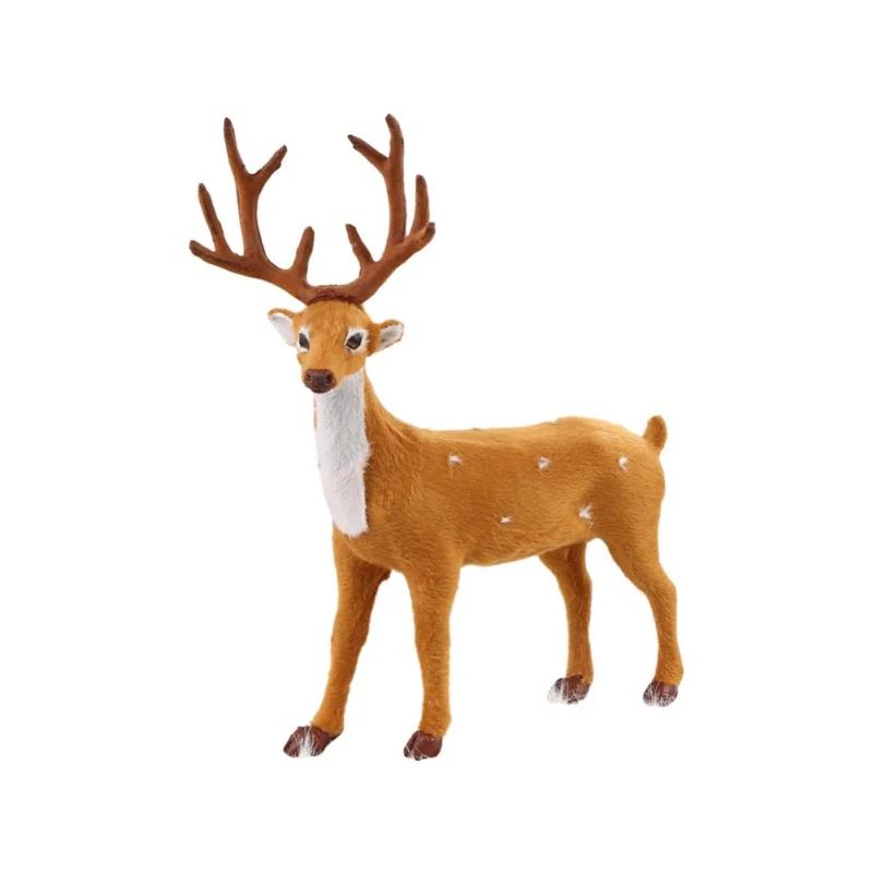 Christmas Cartoon Elk Plush Simulation Reindeer Deer Party Scene Layout Fake Elk Figurine Home Decoration For Desktop Ornaments