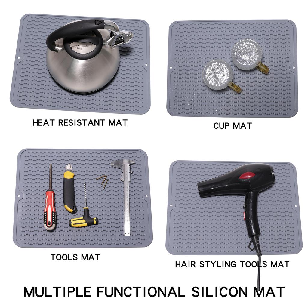 Silicone Dish Drying Mat Large Dish Drying Mat Counter Top Mat Dish Draining Mat Sink Mat Large Silicone Trivet Thickened Heat-resistant Pad