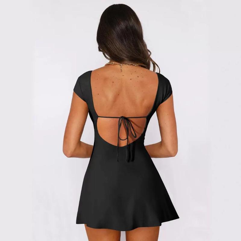 Women's Slim Sexy Short Backless Lace-Up Dresses