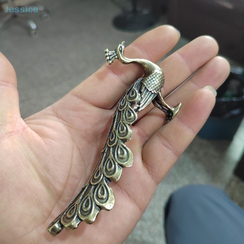 Винтажная Изящная Латунная Фигурка Павлина Животное Декор Для Домашней Полки/Стола, Счастливый Орнамент Павлина и Коллекционный Подарок