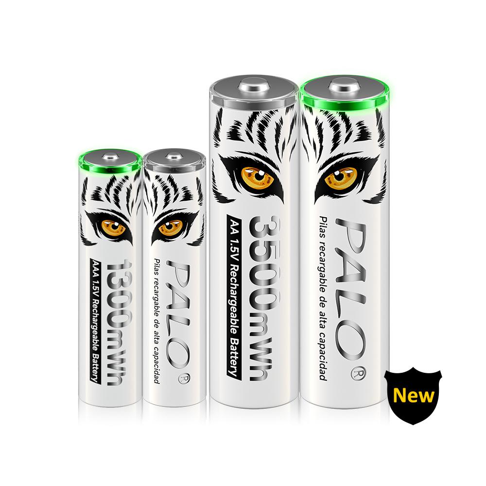 PALO Новая литий-ионная аккумуляторная батарея AA/AAA 1,5 В 3500 мВтч/1300 мВтч со световым индикатором зарядки