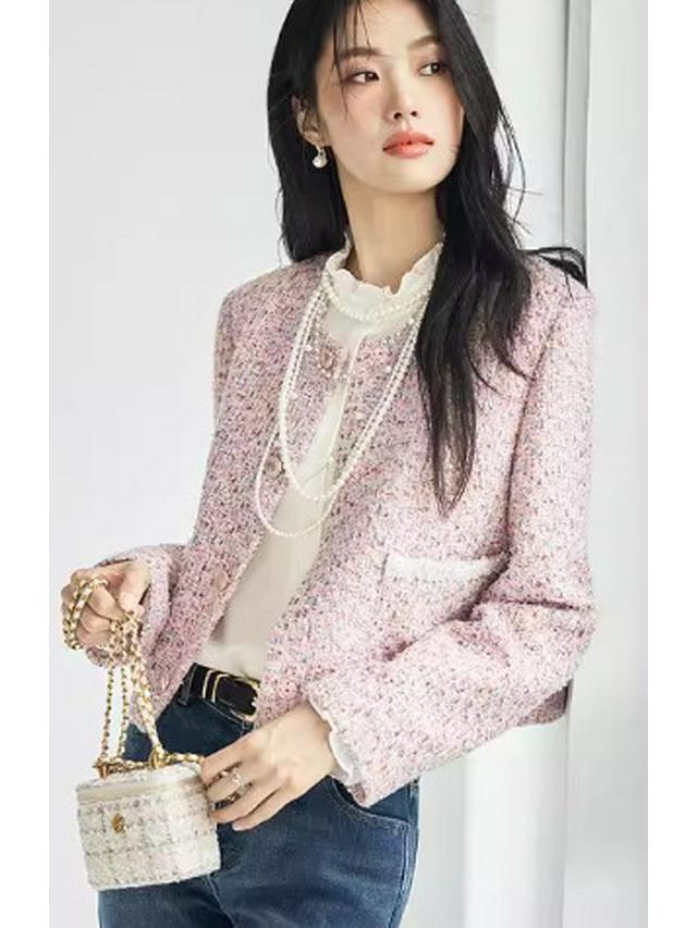 Women's Fragrant Style Tweed Short Jacket - Autumn 2025 Collection.