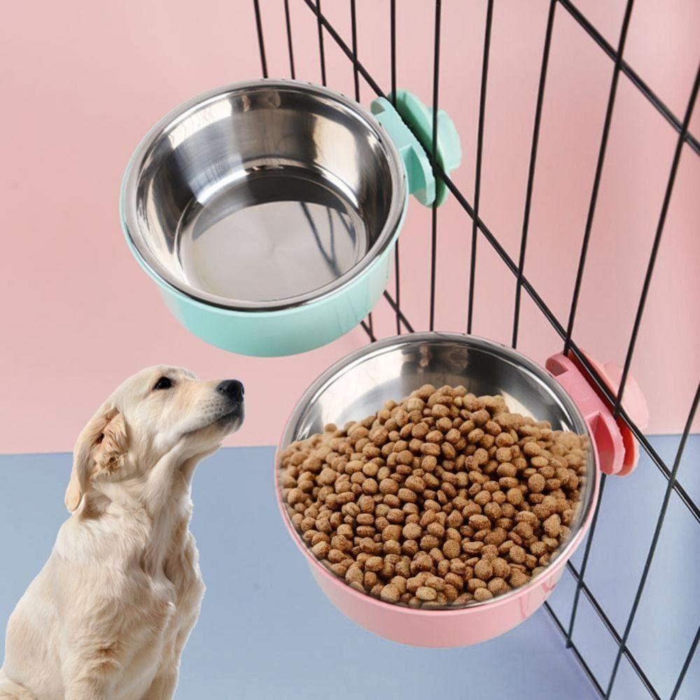 3 Colors Cat Dog Food Dispenser 2-in-1 Pet Feeding Tool Portable Pet Cage Bowl  Cat