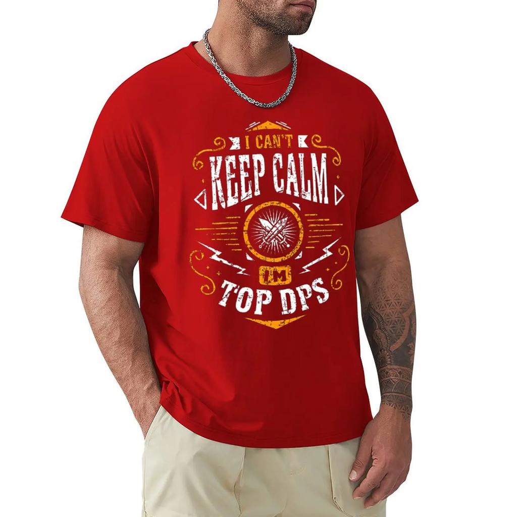 Men Clothing World Of Warcraft Role-playing Game T-Shirt WoW I Can't Keep Calm I'm DPS Fashion Short Sleeve T Shirt Tee