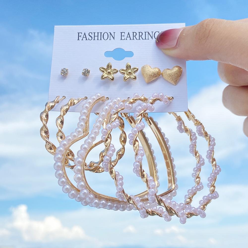 iF ME Модный комплект жемчужных серег, женские роскошные серьги-гвоздики с бабочкой и сердцем, золотые серьги-гвоздики из смолы, серьги-кольца, ювелирные аксессуары