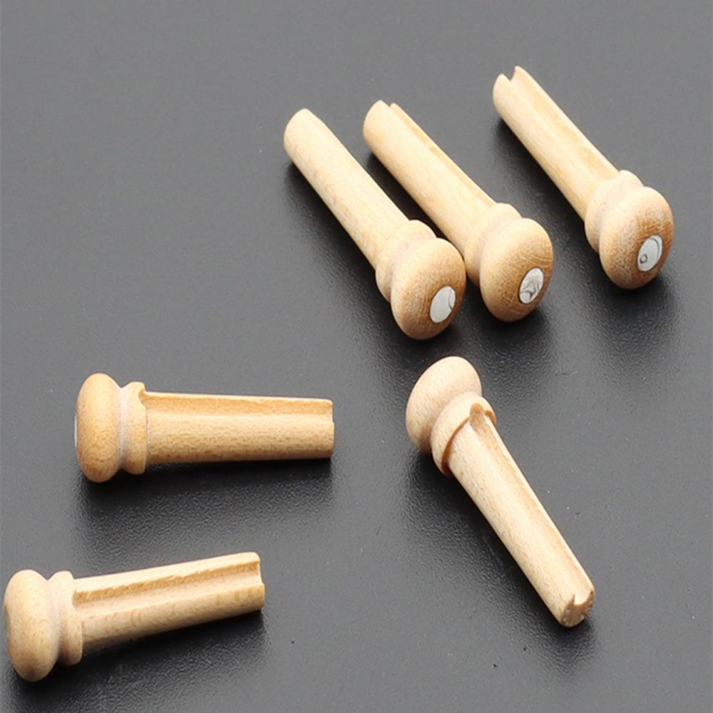 6PCS Wood Bridge Pin Replacement Wood Color Acoustic Guitar Pin Guitar Bridge Pin For Guitar