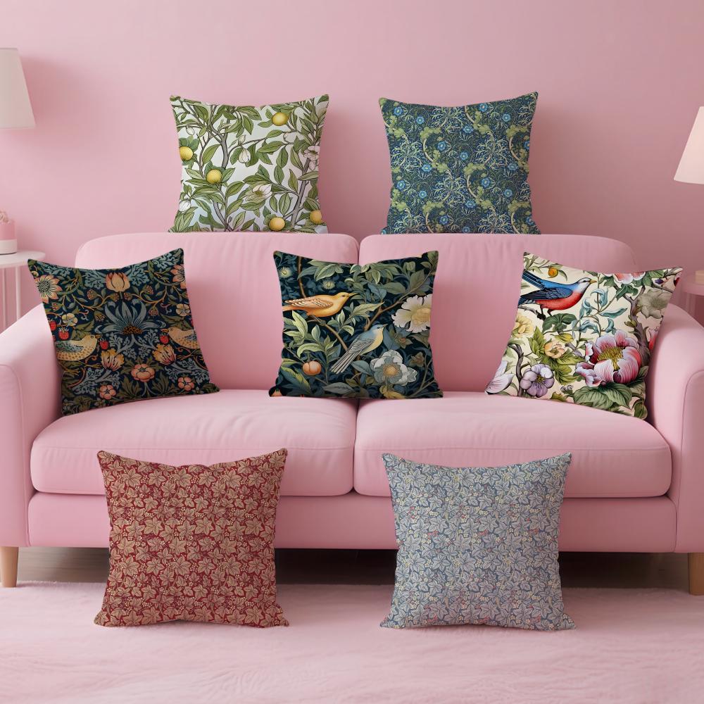 Art WWilliam Morris Cushion Cover Pillow Case Soft Skin Friendly Fabric Comfort Concealed Zipper