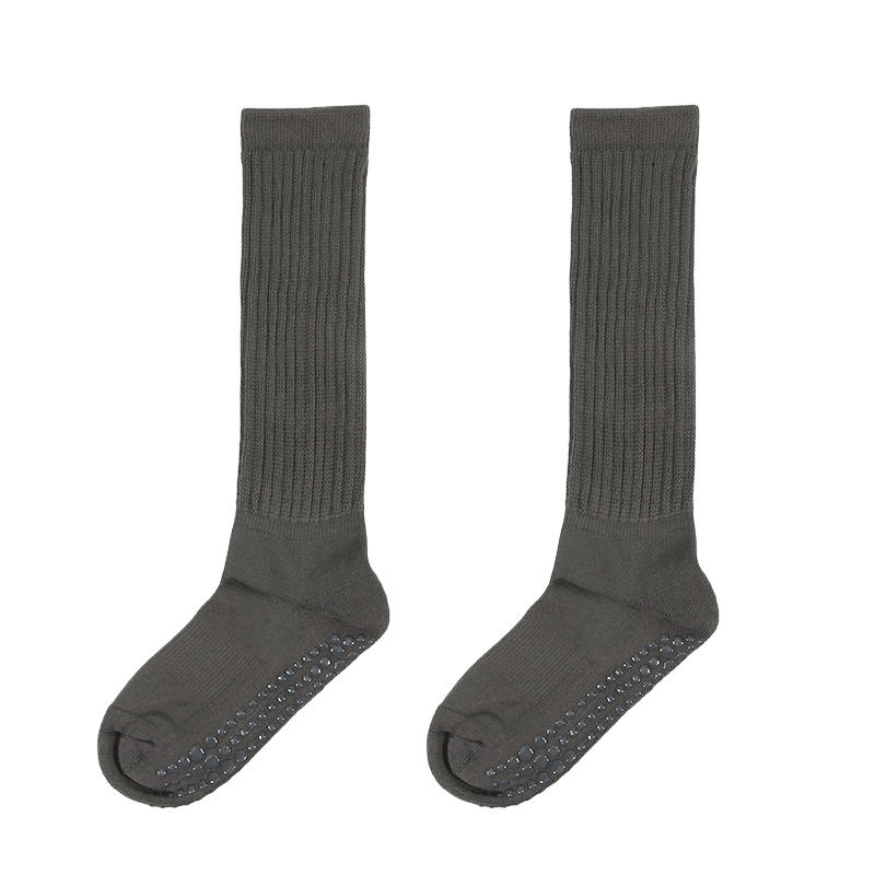 1pair Yoga Socks Cotton Dot Silicone Terry Non-slip Women Pilates Grip Knee-high Slouch Long Socks