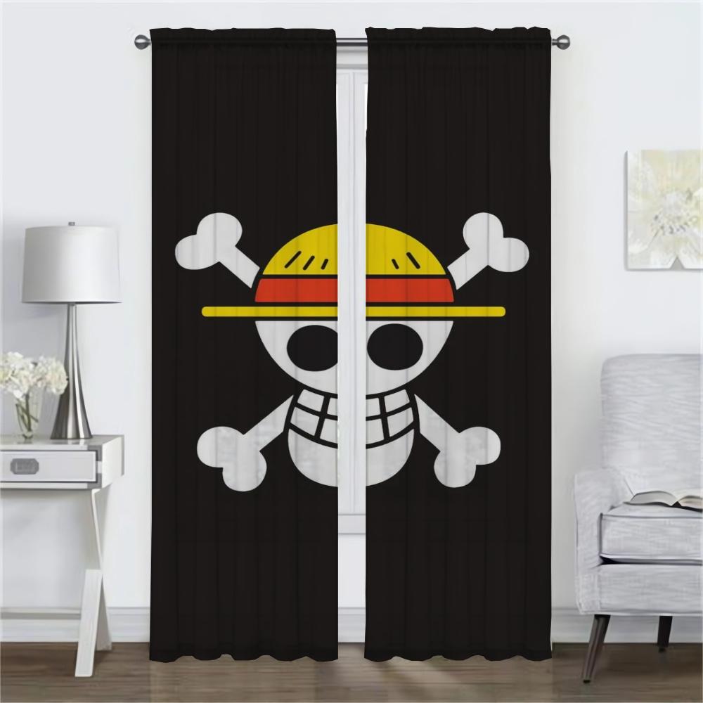 Плотные шторы для комнаты, 2 панели, O-One-pieceS, шторы для детской комнаты, украшения на Хэллоуин, перегородка, тюль для спальни, дома