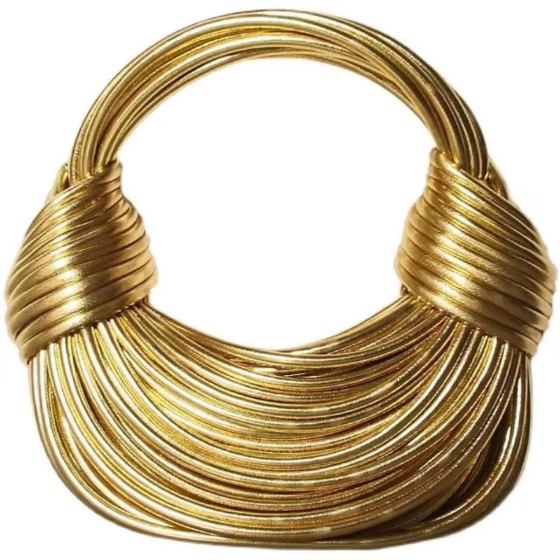 Handbags For Women New Gold Luxury Designer Handwoven Noodle Bags Rope Knotted Pulled Hobo Silver Evening Clutch Chic