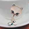 Opal Stone Fox Brooches Womens  Cute Animal Pin Brooch Jewelry