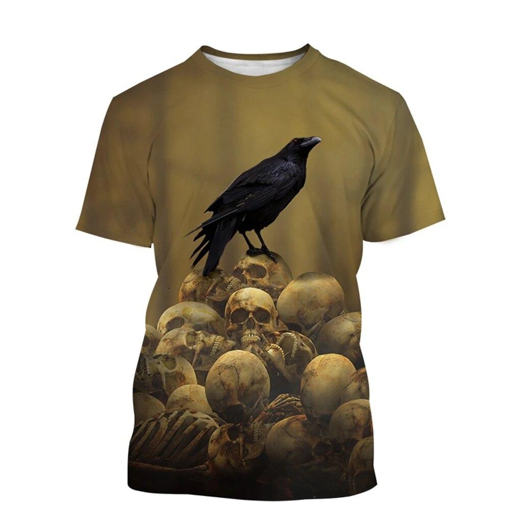Animal Crow 3d Print Summer Men/Women O-Neck T-shirt Casual Short Sleeve Oversized T Shirt Fashion Streetwear Trend Men Clothing