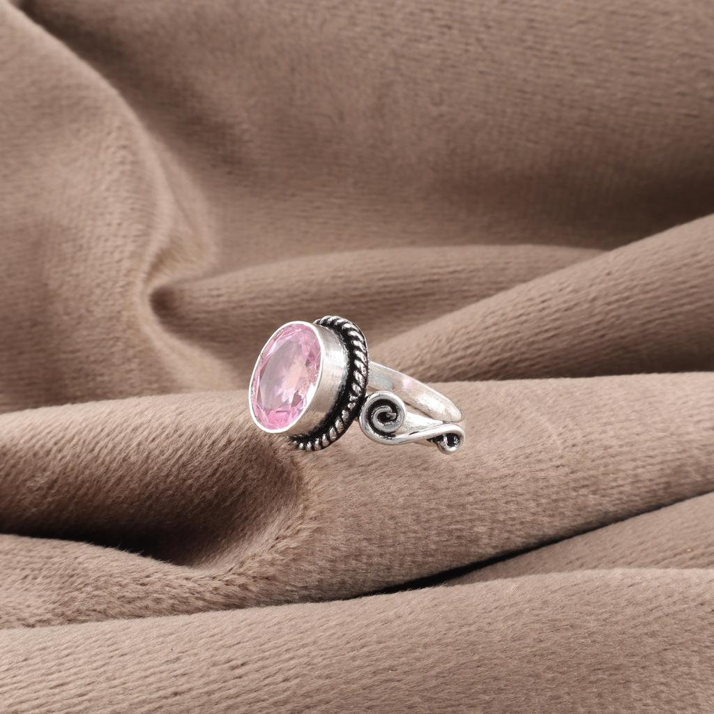 Кольцо с морганитом, Кольцо из цельного стерлингового серебра 925 пробы с драгоценным камнем ручной работы, Изящное украшение, Для подарка на помолвку