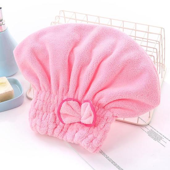 Hair Drying Hat with Elastic Band Super Absorbent Quickly Dry Thickened Less Frizz Bow Decor Hair-drying Cap Drying Head Wrap