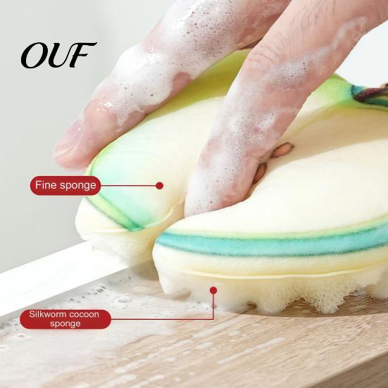 Soft Wood Pulp Sponges 2PCS Cute Fruit Dishwashing Sponges, Natural Cellulose Kitchen Sink Cleaning Supplies Scrubber, Non-scratch Sponge for