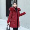 New Middle-aged and Old-aged Cotton-padded Jacket Female Mother Installed Hooded Cotton-padded Jacket Plus Size Long Thick Coat.