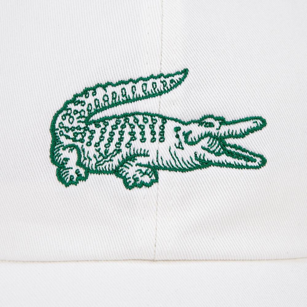 Lacoste Базовая большая крокодиловая шапка цвета слоновой кости Rk210e 53gws